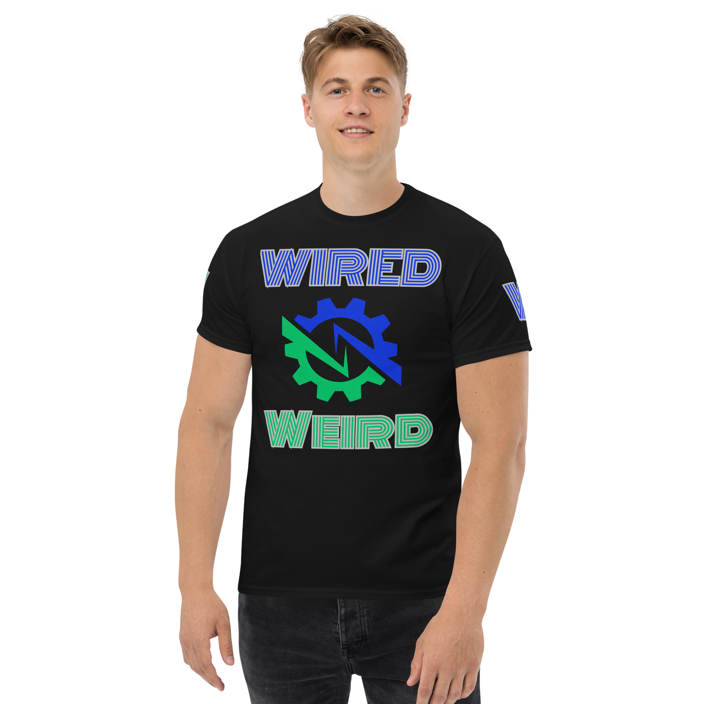 Wired Weird Men's classic Unisex tee Blue/Green